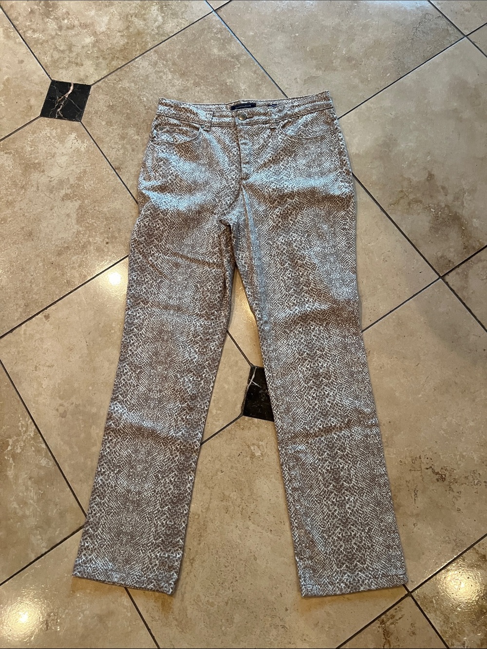 Charter Club Neutral Snake-Print Straight Leg Pants